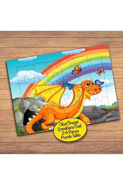 cnpromosyon Gökkuşağı,Dinazor ve Kelebek 24 Parça Çocuklara Özel Yapboz Tablo...