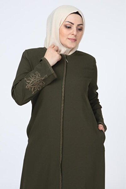 Jamila Nakışlı Gizli Fermuarlı Ferace