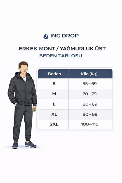 İng drop Men's Raincoat Waterproof Hooded Coat