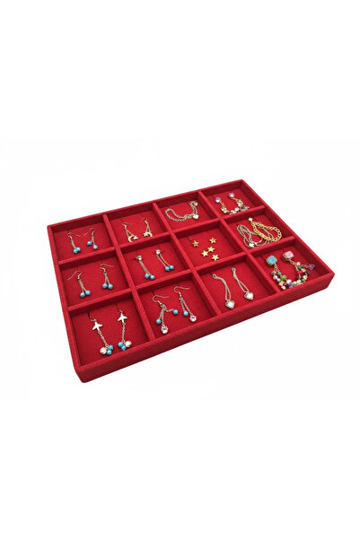 MeGass Dekor Domestic Production Linen Fabric Red Color 34 Cm / 24 Cm 12 Comp...