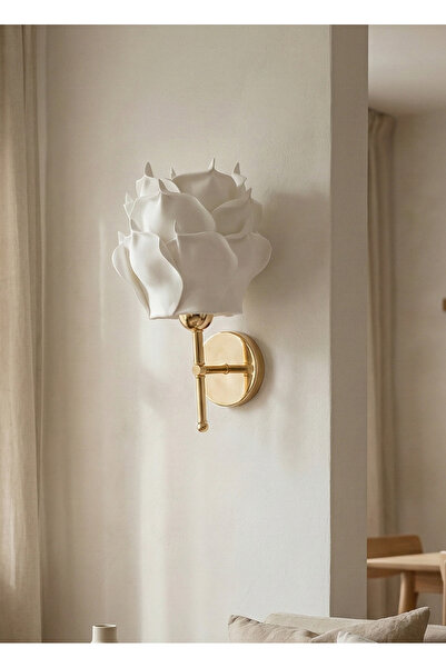 Maison Avf White Eva Rose Design Wired Wall Lighting Sconce - Alt Shiny Gold