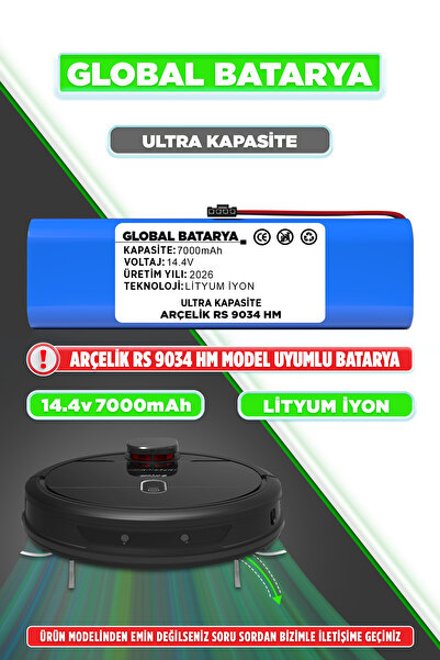 GLOBAL BATARYA Arçelik Robo Rs 9034 Hm Uyumlu Akıllı Robot Süpürge Bataryası ...