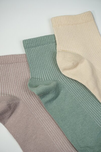Rumon Cotton Corded Fabric Stitch-Free Women's Socks Set of 3