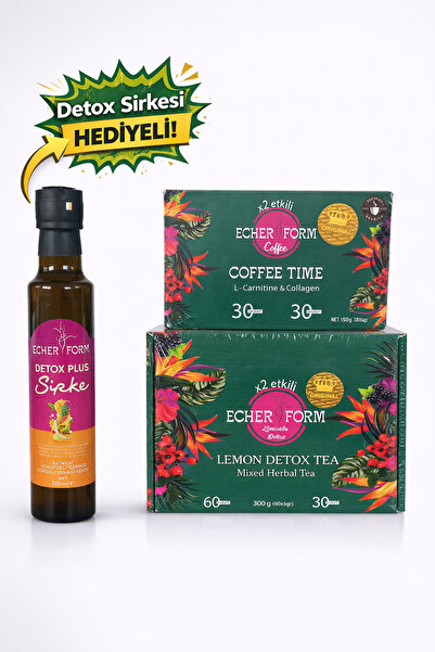 ECHER FORM 2Lİ SET SİRKE HEDİYELİ DETOXS 60 LI KUTU, KAHVE 30 LU PAKET