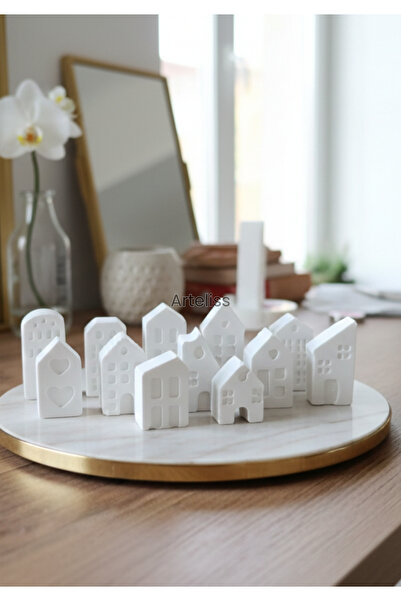 Arteliss 12 Parça Beyaz Minyatür Ev Seti | İskandinav Tarz Dekoratif Minyatür...