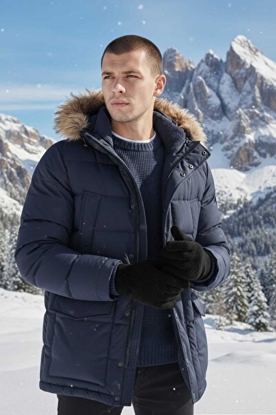 eleven market Erkek Eldiven Kışlık Örgü Eldiven Siyah