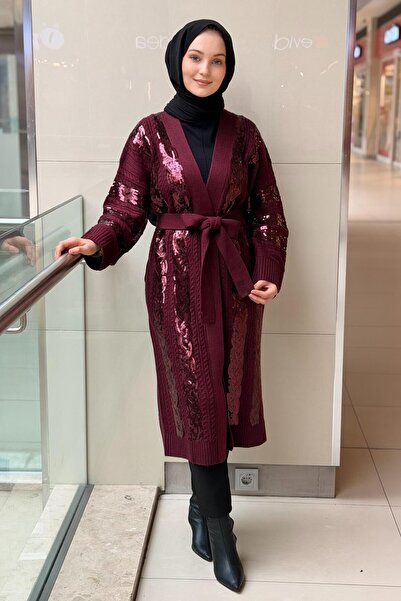 Ghisa Pul Payetli Kuşaklı Triko Hırka