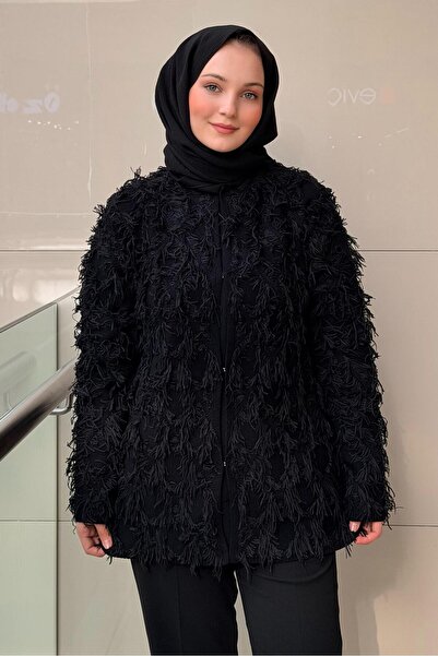 Ghisa Front Buckle Closure Rope Tassel Knitwear Jacket