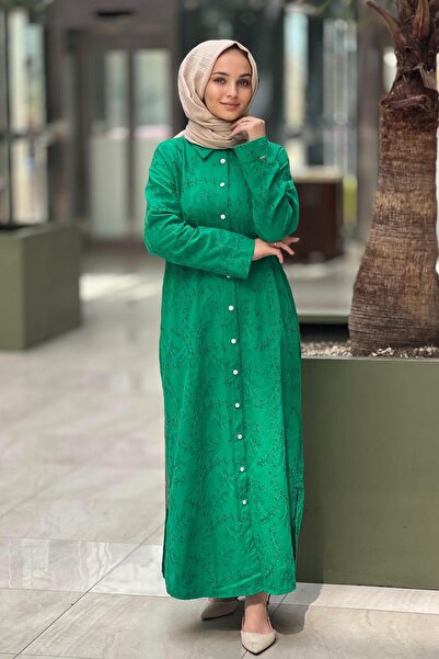 Invee İnvee Taş Düğmeli Güpür Elbise