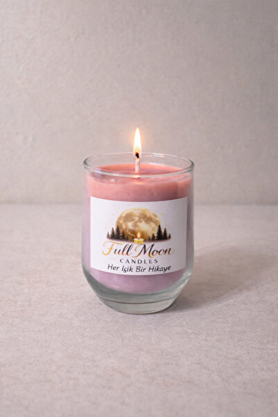 Full Moon Candles El Yapımı Soya Mum Kokulu - Cam Bardak - Dekoratif Mum