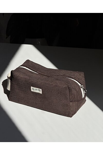 Roomiq حقيبة مكياج مخملية مصنوعة يدويًا باللون البني الداكن من مجموعة أورفين ...