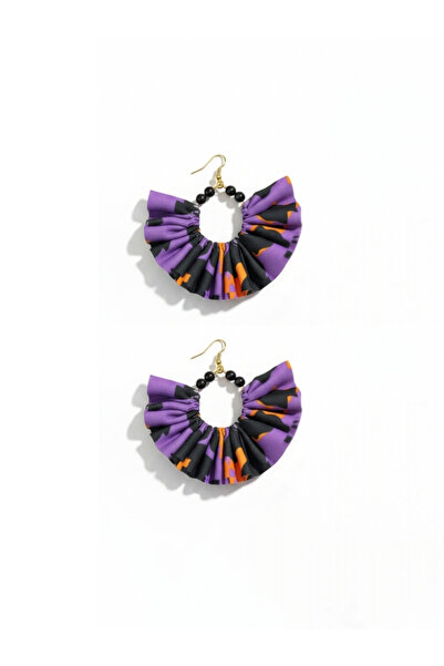 maia أقراط متدلية على شكل حلقة ذهبية اللون للسيدات - تصميم من القماش المطرز ب...