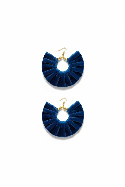 maia Women's Gold Color Hoop Dangle Earrings – Velvet Fabric Beaded Design