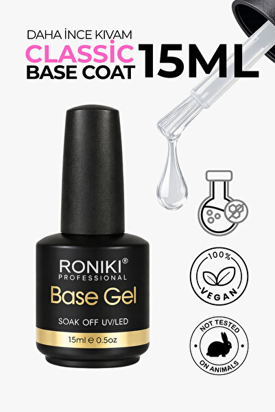RONIKI Professional Classic DJ19 Base Gel 15 ml – İnce Kıvamlı Soak Off UV/LE...