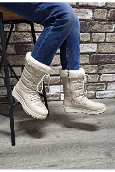 Bukond İçi Kürklü Kaydırmaz Kauçuk Taban Su Geçirmez Kar Botu