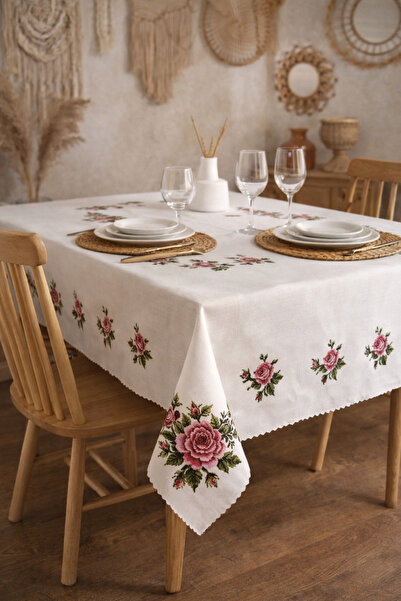 DedeEvTekstil 160x220 Dijital Baskı Leke Tutmaz Kumaş Masa Örtüsü