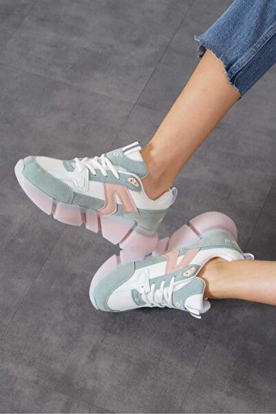 Bukond Kadın Ortopedik Tabanlı File Detaylı Sneaker Spor Ayakkabı