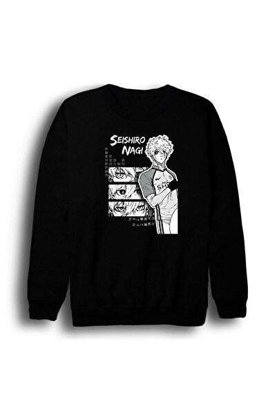 fame-stoned Blue Lock Nagi Seishiro Anime Printed Unisex 100% Cotton Crew Nec...