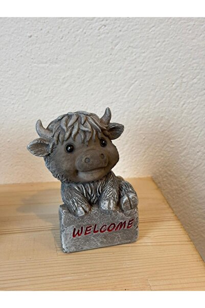 mikilov Set 2 Statui Vaci Scoțiene Highland, Sculptură Rășină pentru Casă și Birou, Design Modern