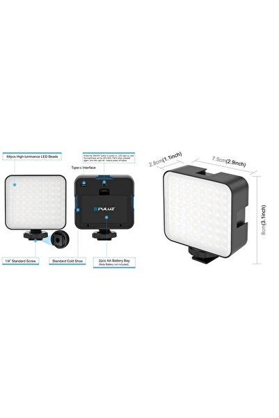 Genel Markalar Fotograf , Video Için Cep Telefonları ile Uyumlu Puluz 64 Led Light 5w 800 Lümen Beyaz Işık