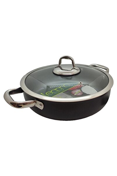 Leggno غطاء زجاجي مقبض فولاذي قدر ضحل 28 سم 8691001007987