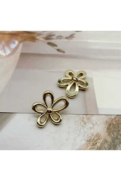 beyna aksesuar Metal Flower Button 2.5 cm Gold Plated 1 Pack 6 Pieces