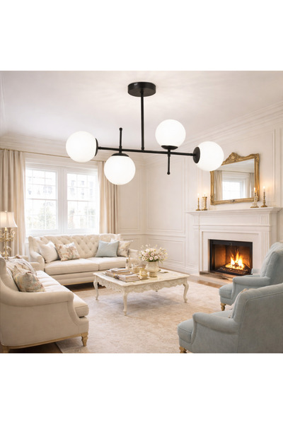 HubRom GUNAY 3577-04-BLL Μαύρος πολυέλαιος 85x67 εκ. 4xE27 Μέγ. 60W