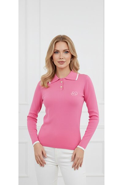 ZARİNCE LİFE Women's Polo Neck Heart Detailed Slim Fit Long Sleeve Knitwear B...