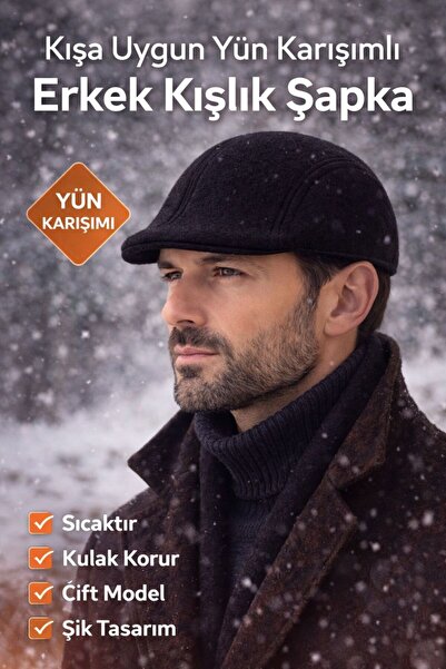 dericom Kışlık Gizli Kulaklıklı Yün Karışımlı Ördek Şapka