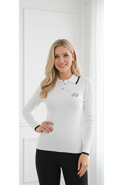 ZARİNCE LİFE Women's Polo Neck Heart Detailed Slim Fit Long Sleeve Knitwear B...