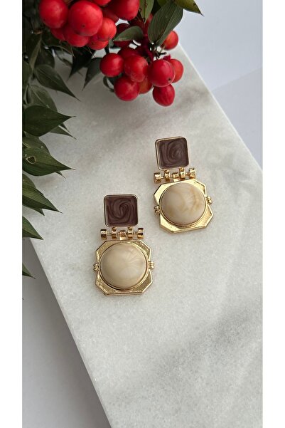 mibrillo Brand Equivalent Two Color Agate Stone Earrings