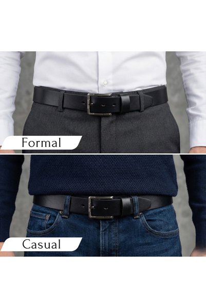 Force Genuine Leather Belt Men - Semi-Casual Men's Belt, Gifts - Black & Brown Men’s Leather Belt for Men