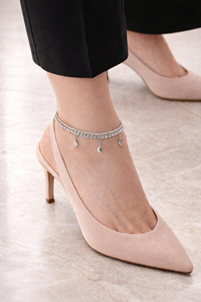 Zenska Jewelry Gümüş Kaplama Su Yolu Kristal Taşlı Halhal