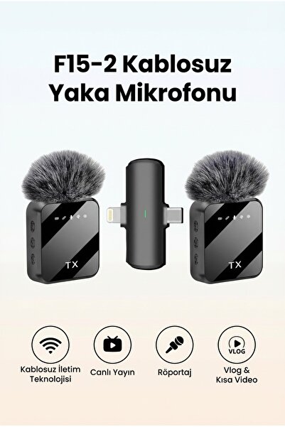 NEFFO Çiftli Kablosuz Yaka Mikrofonu – Lightning Ve Type-C Girişli , Gürültü ...