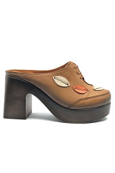 Venüs Otis Genuine Leather Women's Slippers Taba