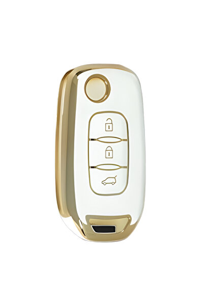 AutoHan Keys غطاء مفتاح رينو كليو 5 وميجان 4 ذهبي أبيض