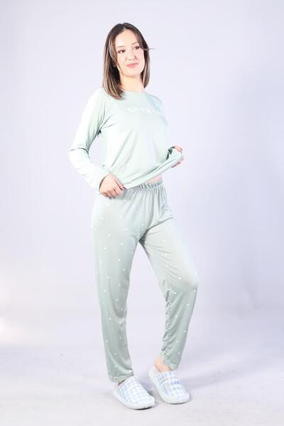 Mckanzie 3404 Milan Love You O Neck Long Sleeve Top Long Bottom Pajama Set