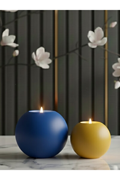 LUNİVAA HOME Dekoratif Küre Şekline 2li Renkli Büyük ve Küçük Mumluk Ev, Ofis...