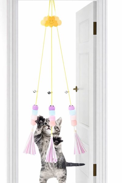 PATICOOL Suction Cup Hanging Cat Toy – Colorful Ball, Furry, with Bell & Fun Cat Toy (1) Pcs