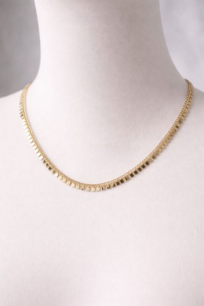 sheenez Gold Ezme Yassı Pul Kadın Çelik Kolye(uzunluk 47cm)