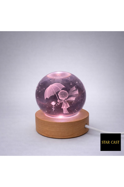 STAR CAST 3D Işıklı Cam Küre – Renk Değiştiren LED Gece Lambası