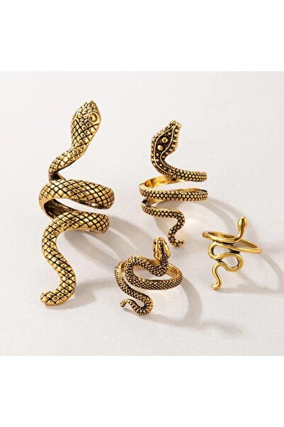 Pursehuit Set de 4 inele, aurii cu șerpi, Tirza C6