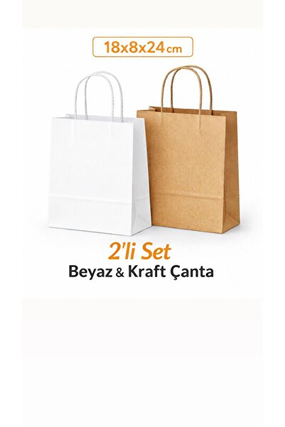 figanlar ambalaj 2 boje 50kom uvijenih Sa ručkom 18x8x24 kraft i beli papir T...