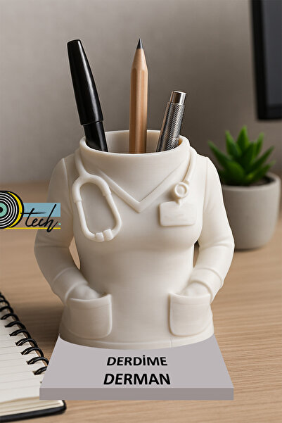 DTech3D Kadın Doktor Önlük Kalemlik Kişiye Özel İsimli