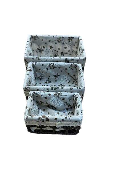 alas ev tekstil Set of 3 storage baskets made of easy-to-clean brown fabric