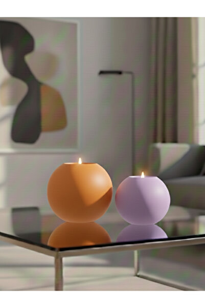 LUNİVAA HOME Dekoratif Küre Şekline 2li Renkli Büyük ve Küçük Mumluk Ev, Ofis...