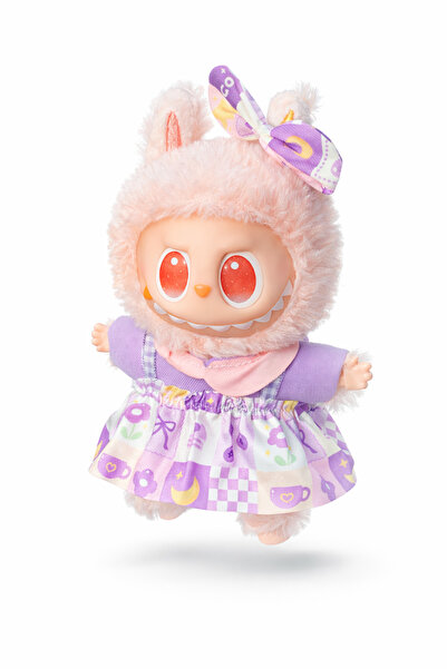 OEM Jucarie de plus breloc - tip Labubu - 15 cm - imbracat in rochita colorat...
