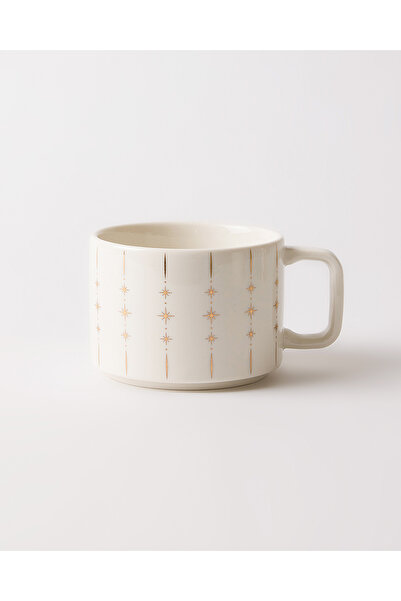TUSE LIVING Stella Gerçek Altın Yaldızlı Işıltılı Porselen Kupa 220 ml