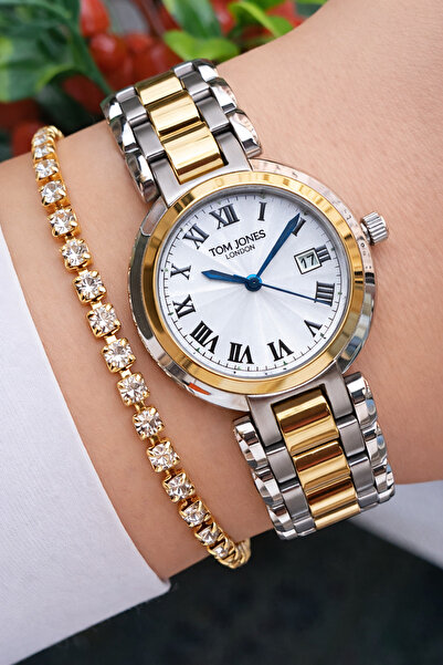 Tom Jones Orjinal 2 Yıl Garantili Kadın Kol Saati Bicolor+Bileklik Hediyeli