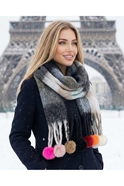 LAGRANZE Γυναικείο κασκόλ με πομπόν